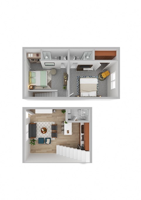 a bedroom and a living room are shown in this floorplan image